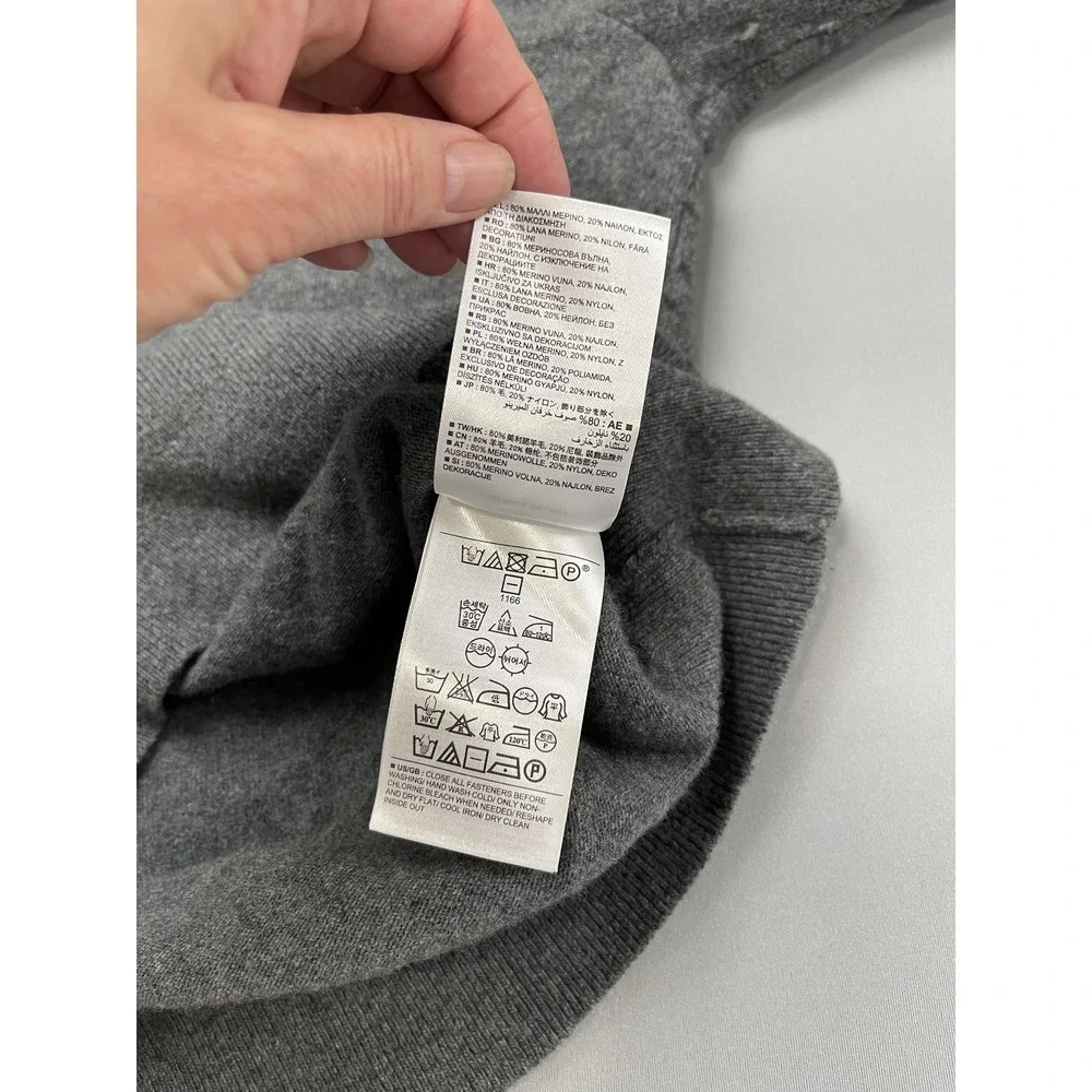 Banana Republic Mens Sweater Medium Gray 1/4 Zip Merino Wool Italian Minimal Lux